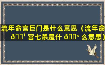 流年命宫巨门是什么意思（流年命 🌹 宫七杀是什 💮 么意思）